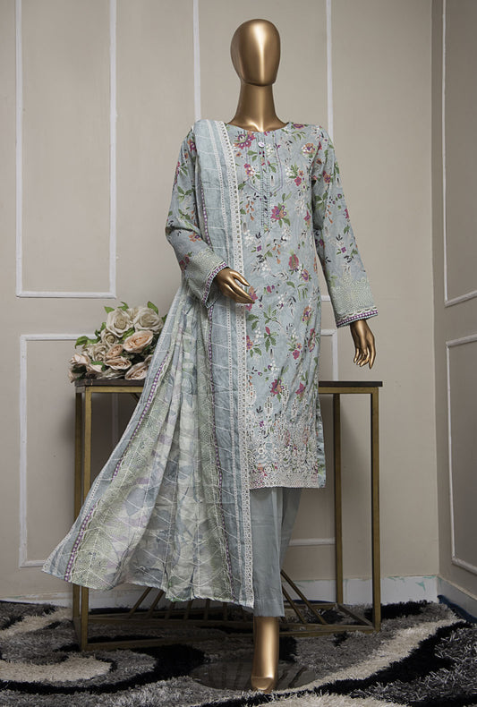 Premium Lawnkari by HZ Textiles Embroidered Lawn Suit Unstitched 3 Piece PLK-1026 - Summer Collection