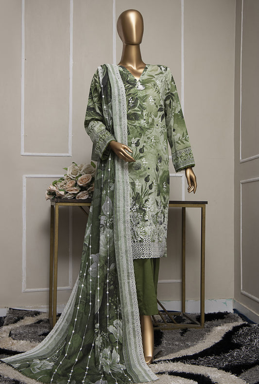 Premium Lawnkari by HZ Textiles Embroidered Lawn Suit Unstitched 3 Piece PLK-1031 - Summer Collection