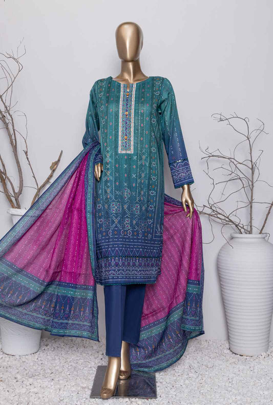 3 Piece Unstitched - Asasa Premium Embroidered Suit- AEL-46 Vol-04