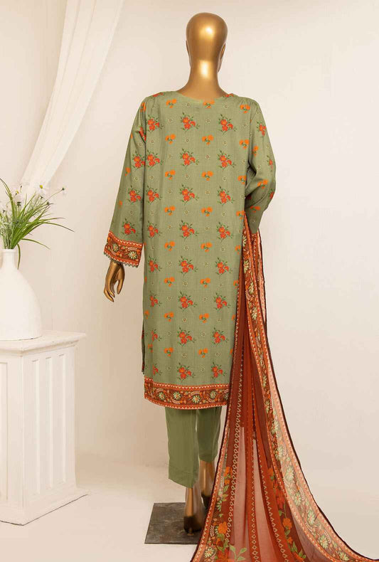 3 Piece Unstitched -Bana Dora Digital Printed Viscose Suit - AVP-1108