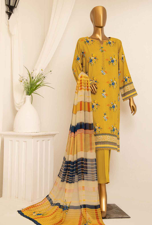 3 Piece Unstitched -Bana Dora Digital Printed Viscose Suit - AVP-1109