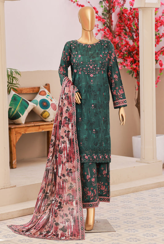 Elegant by HZ Textiles Embroidered Lawn Suit Unstitched 3 Piece EC-1016