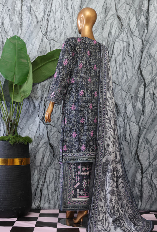 Elegant by HZ Textiles Embroidered Lawn Suit Unstitched 3 Piece EC-1047 - Summer Collection