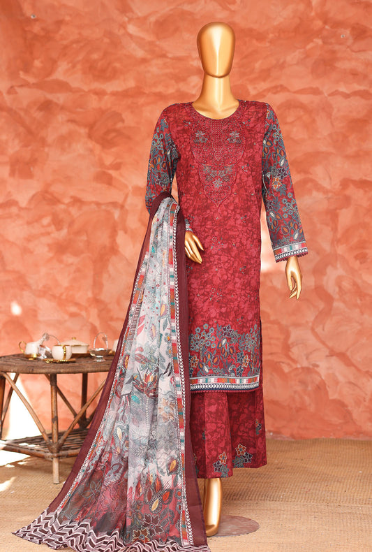 Elegant by HZ Textiles Embroidered Lawn Suit Unstitched 3 Piece EC-1049 Vol-02
