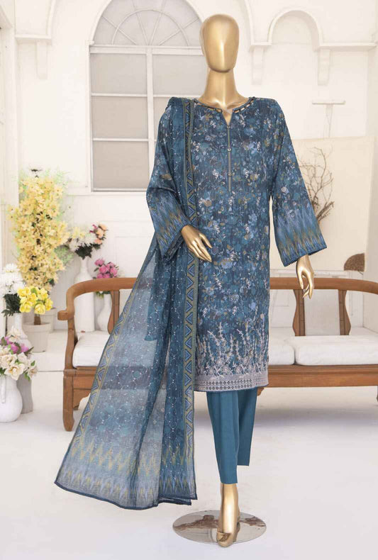 Elite by HZ Textiles Embroidered Lawn Unstitched 3 Piece Suit ELC-213 - Summer Collection