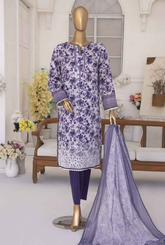 Elite by HZ Textiles Embroidered Lawn Unstitched 3 Piece Suit ELC-218 - Summer Collection