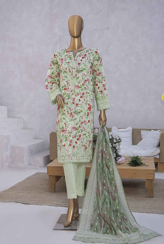 3 Piece Unstitched - Elite Chikankari Lawn Suit - ELC-233