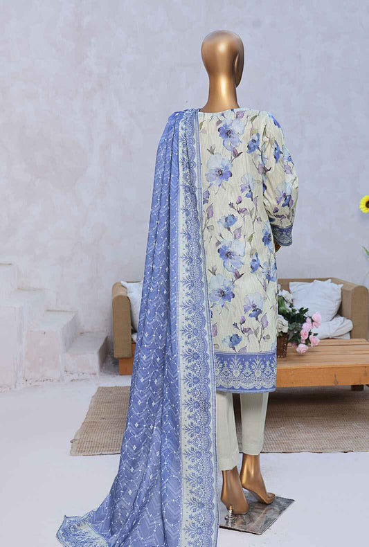 3 Piece Unstitched - Elite Chikankari Lawn Suit - ELC-236