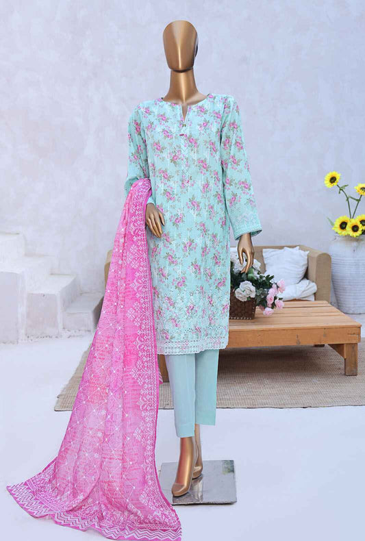 3 Piece Unstitched - Elite Chikankari Lawn Suit - ELC-232