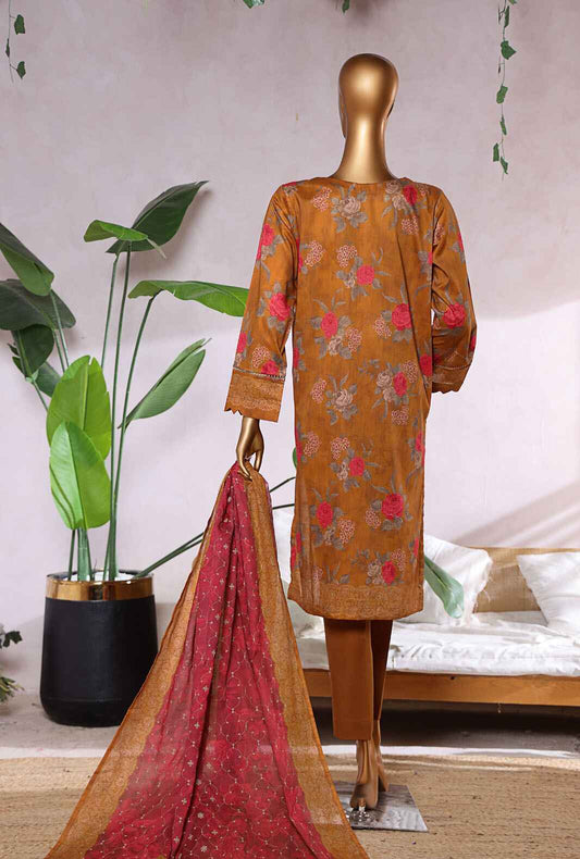 3 Piece Unstitched - Elite Chikankari Lawn Suit - ELC-239