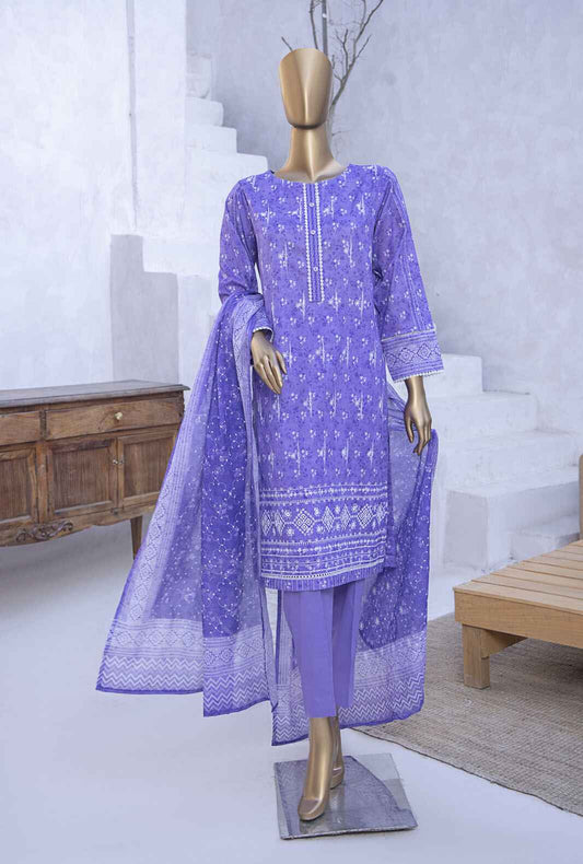 3 Piece Unstitched - Elite Chikankari Lawn Suit - ELC-241