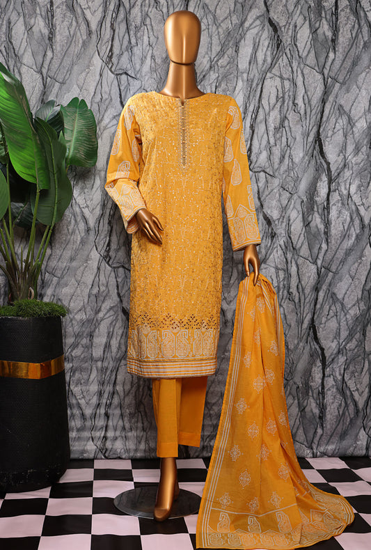 Exclusive Mid Summer by HZ Textiles Embroidered Cotton Suit Unstitched 3 Piece EMC-35 - Summer Collection
