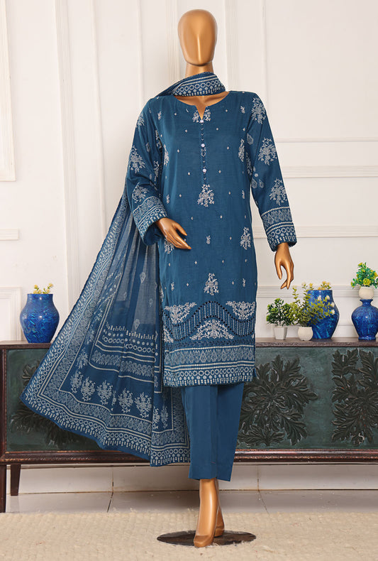 Exclusive Mid Summer by HZ Textiles Embroidered Cotton Suit Unstitched 3 Piece EMC-37 - Summer Collection