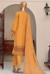 3 Piece Stitched Fasaane HZK-170 Mustard Vol-04