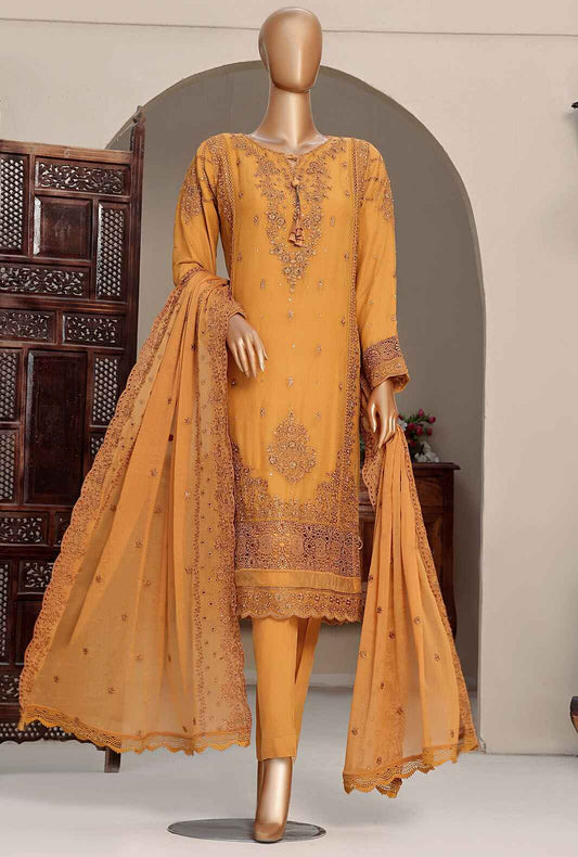 3 Piece Stitched Fasaane HZK-170 Mustard Vol-04