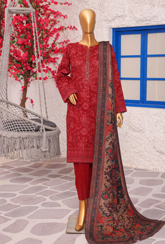 Crosshatch Embroidered Khaddar Unstitched Suit By HZ Textiles- KCE - 3092