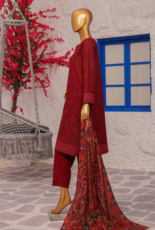 Crosshatch Embroidered Khaddar Unstitched Suit By HZ Textiles- KCE - 3093