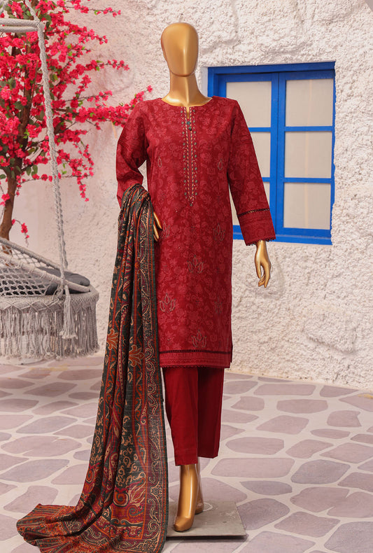 Crosshatch Embroidered Khaddar Unstitched Suit By HZ Textiles- KCE - 3094