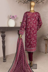 3 Piece Unstitched - Kalamkari Jacquard Embroidered Suit - KJE-09