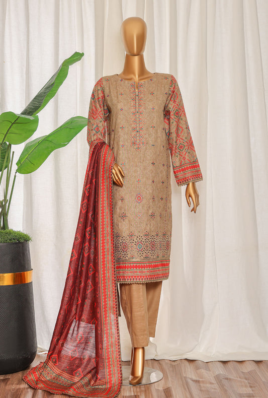 Premium Khaddar by HZ Textiles Embroidered Khaddar Suit Unstitched 3 Piece - KPE - 3034
