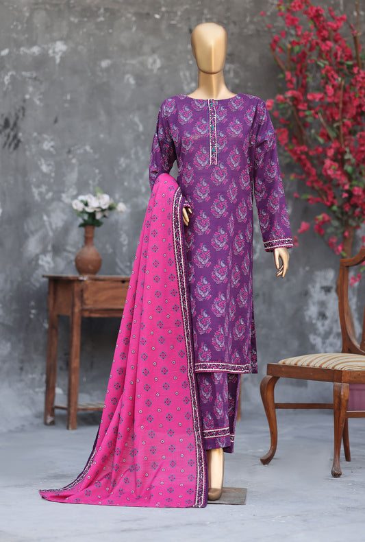Khaddar Separates by HZ Textiles Printed Khaddar Suit Unstitched 3 Piece KSP - 3421