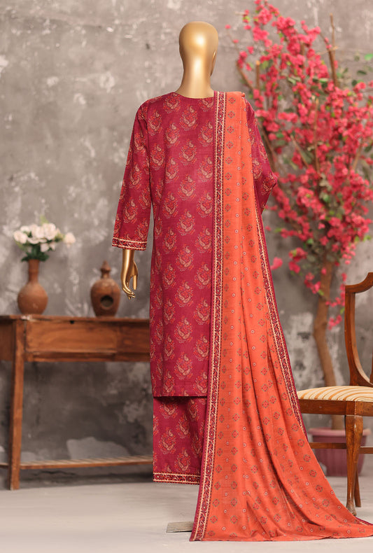 Khaddar Separates by HZ Textiles Printed Khaddar Suit Unstitched 3 Piece KSP - 3422
