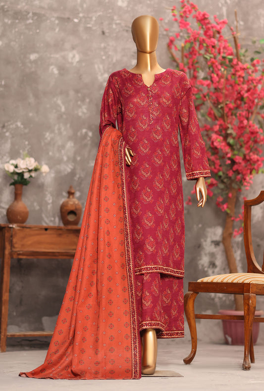 Khaddar Separates by HZ Textiles Printed Khaddar Suit Unstitched 3 Piece KSP - 3422