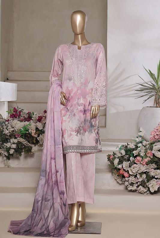Aashkaar by HZ Textiles Printed Suit Lawn Stitched 3 Piece LPE-3P-541 Baby Pink Vol-07 - Ready To Wear