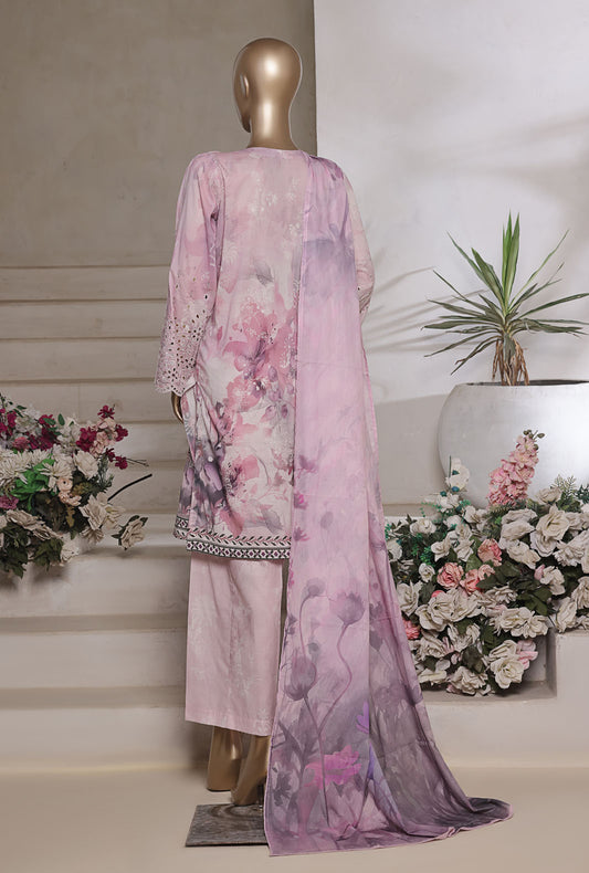 Aashkaar by HZ Textiles Printed Suit Lawn Stitched 3 Piece LPE-3P-541 Baby Pink Vol-07 - Ready To Wear
