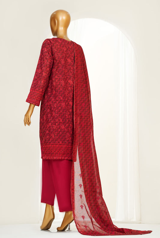 Printkari Prints by HZ Textiles Printed Suit Chikankari Stitched 3 Piece LPK-3P-503 Maroon Vol-04 - Ready To Wear