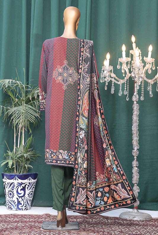 3 Piece Unstitched - Digital Printed Linen Wintry Shawl - LWS-1135