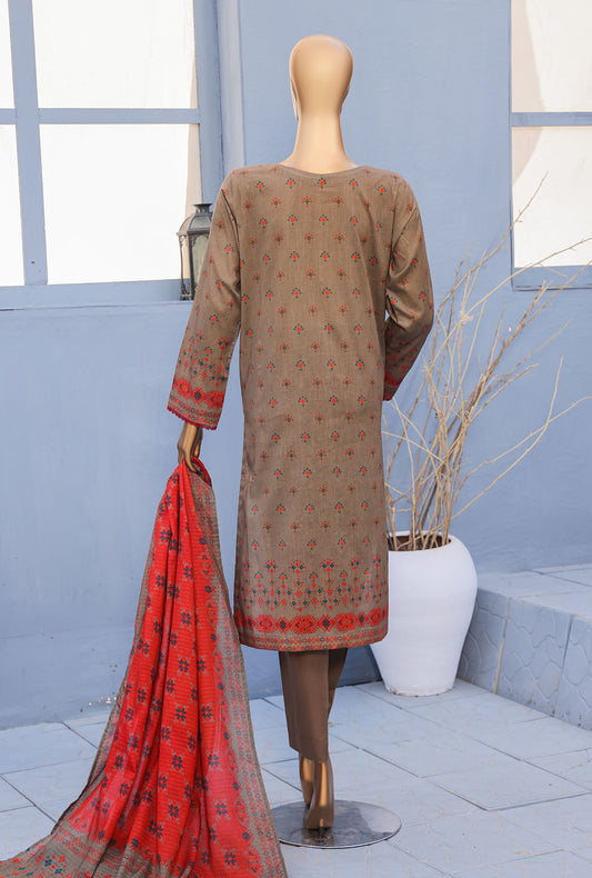 Mehak Embroidered Cross Slub Unstitched Suit by HZ Textiles MCE - 3047