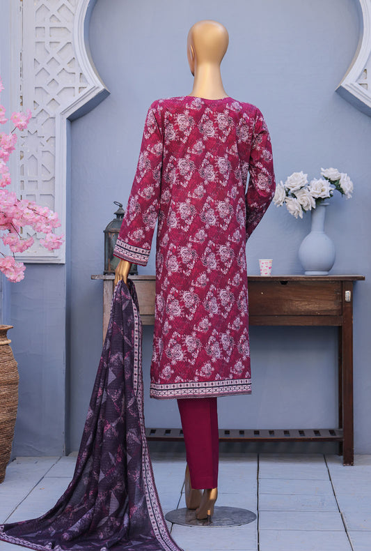 Mehak Embroidered Cross Slub Unstitched Suit by HZ Textiles MCE - 3051