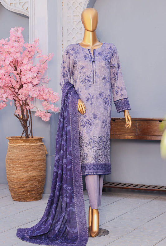 Mehak Embroidered Cross Slub Unstitched Suit by HZ Textiles MCE - 3052