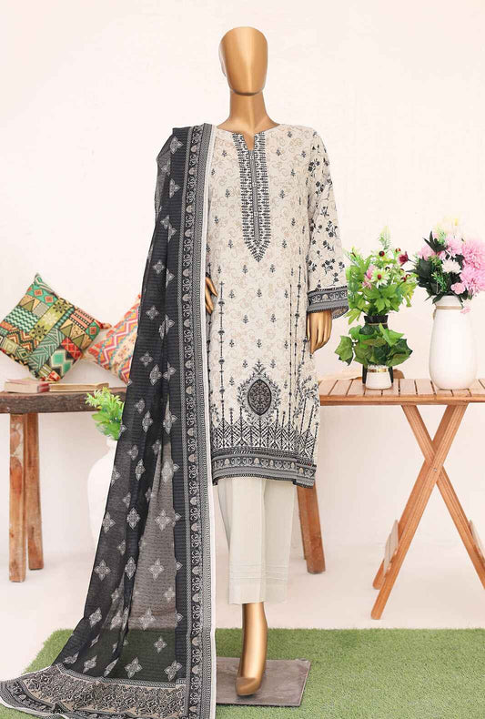 3 Piece Unstitched - Mehak Mid Summer Digital Printed lawn Suit - MEK-135