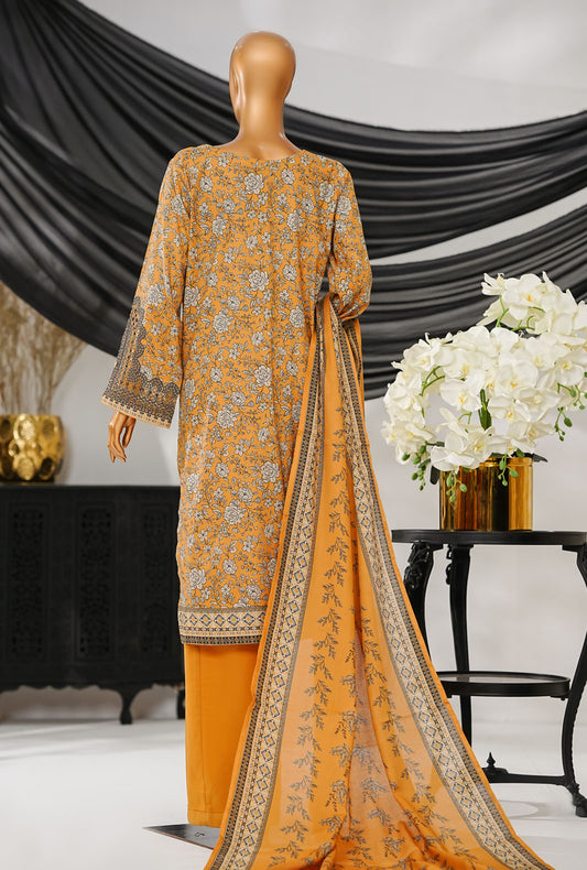 Thread & Needle by HZ Textiles Printed Cambric Suit Stitched 3 Piece POEL-3P-008 Mustard
