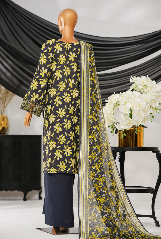 Thread & Needle by HZ Textiles Printed Cambric Suit Stitched 3 Piece POEL-3P-009 Neon Navy