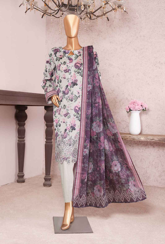 3 Piece Unstitched - Nayab Printkari Doriya Embroiderd Suit - NPE-01