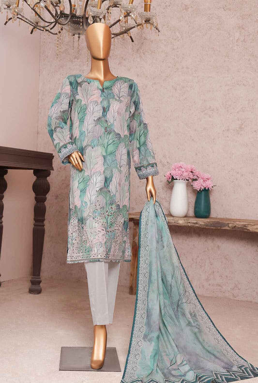 3 Piece Unstitched - Nayab Printkari Doriya Embroiderd Suit - NPE-03