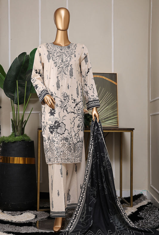 Nayab by HZ Textiles Printkari Embroidered Lawn Suit Unstitched 3 Piece NPE-04 Vol 03 - Summer Collection