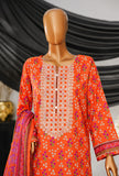 Thread & Needle by HZ Textiles Printed Cambric Suit Stitched 3 Piece POEL-3P-010 Orange