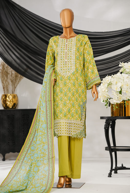 Thread & Needle by HZ Textiles Printed Cambric Suit Stitched 3 Piece POEL-3P-010 Parrot Green