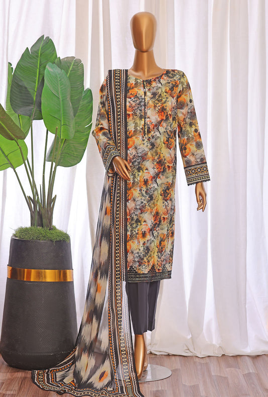 Premium Chikankari by HZ Textiles Embroidered Lawn Suit Unstitched 3 Piece PCE - 654