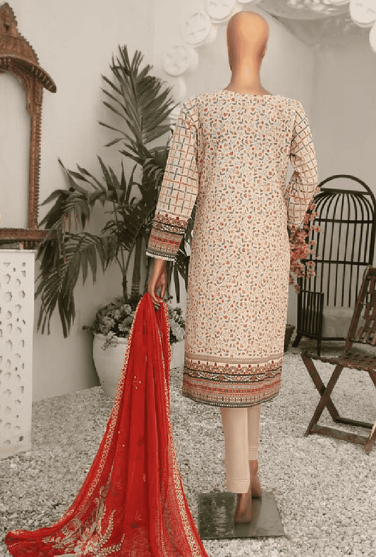 3 Piece Unstitched Lawn Embroidered Suit