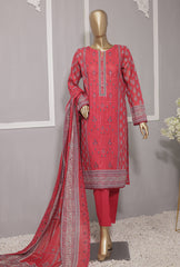 3 Piece Unstitched - Premium Lawn Embroidered Suit - PEC-715