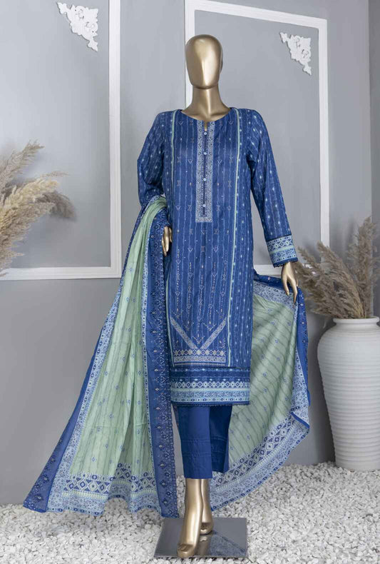 3 Piece Unstitched - Premium Embroidered Lawn Suit - PCE-743 Vol-04