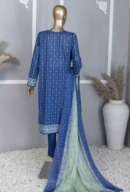 3 Piece Unstitched - Premium Embroidered Lawn Suit - PCE-743 Vol-03