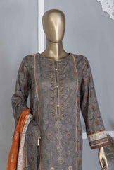 3 Piece Unstitched - Premium Embroidered Lawn Suit - PCE-752 Vol-04