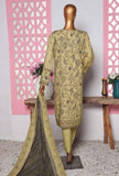 3 Piece Unstitched - Premium Embroidered Lawn Suit - PEC-821
