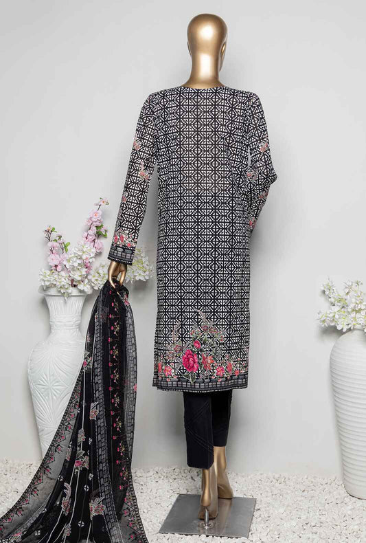 3 Piece Unstitched - Premium Embroidered Lawn Suit - PEC-917 Vol-03